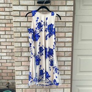 Royal blue & tan guest dress